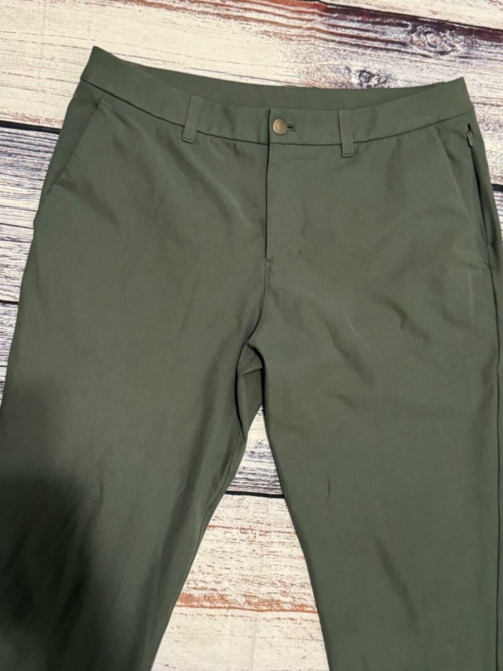 Lululemon ABC Slim Fit Olive Green Warpstreme Pants Men's Size 34 EUC LM5AQZS - Picture 2 of 10